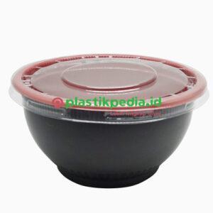 Mangkuk M 13.5 Hitam Merah KPM + Tutup