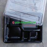 Tray Bento Sekat 5 Medium Hitam Karunia uk 17x22x4